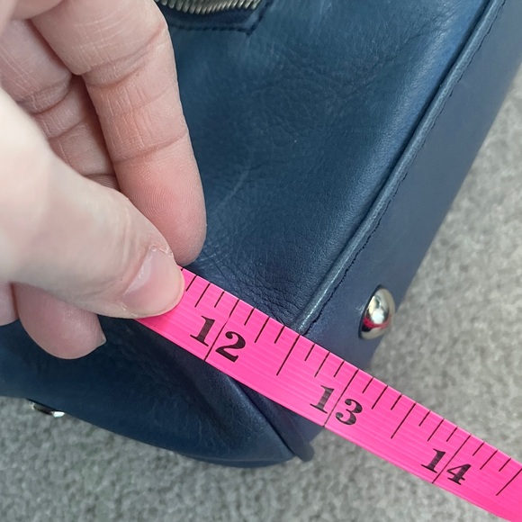 B. Makowsky indigo blue, Genuine Leather Tote with Silver Chain Detailing - Picture 13 of 14